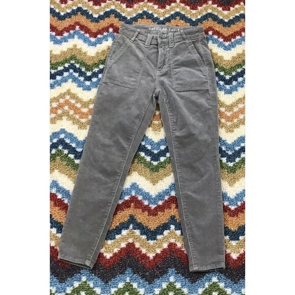 Womans American Eagle Olive Green Corduroy Pants Size 0 Extra Short - Picture 1 of 2